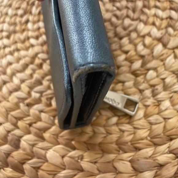 HOBO International "Sadie" Blue Metallic Leather Tri-fold Wallet with Coin Purse - Picture 6 of 7